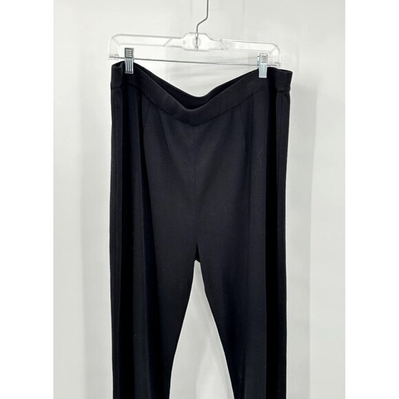 MISOOK wide leg pants elastic waist pull on knit stretchy dress black plus 2X - Picture 2 of 9
